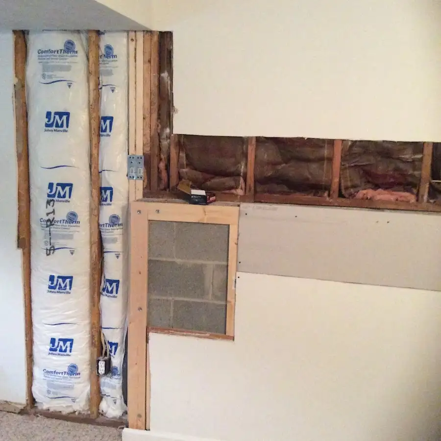 Wall insulation replacement during Basement Flood Cleanup in Brunswick